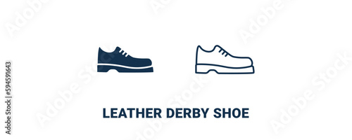 leather derby shoe icon. Outline and filled leather derby shoe icon from clothes and outfit collection. Line and glyph vector isolated on white background. Editable leather derby shoe symbol.