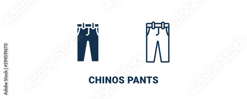 chinos pants icon. Outline and filled chinos pants icon from clothes and outfit collection. Line and glyph vector isolated on white background. Editable chinos pants symbol.