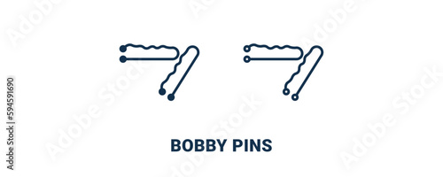 bobby pins icon. Outline and filled bobby pins icon from beauty and elegance collection. Line and glyph vector isolated on white background. Editable bobby pins symbol.