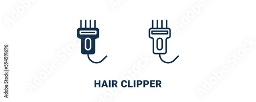 hair clipper icon. Outline and filled hair clipper icon from beauty and elegance collection. Line and glyph vector isolated on white background. Editable hair clipper symbol.