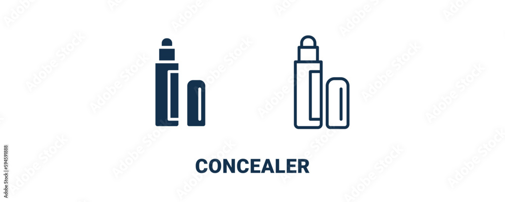 concealer icon. Outline and filled concealer icon from beauty and elegance collection. Line and glyph vector isolated on white background. Editable concealer symbol. concealer icon. Outline and filled concealer icon from beauty and elegance collection. Line and glyph vector isolated on white background. Editable concealer symbol.