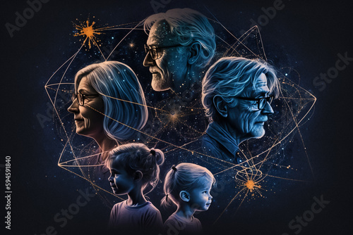 Obraz na płótnie Constellation familiale, schéma familiale, IA générative, Générative, IA w salonie