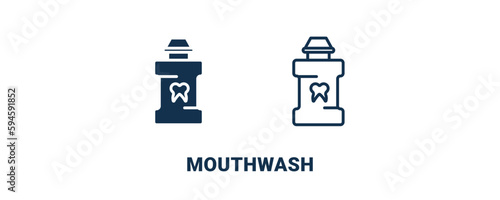 mouthwash icon. Outline and filled mouthwash icon from beauty and elegance collection. Line and glyph vector isolated on white background. Editable mouthwash symbol.