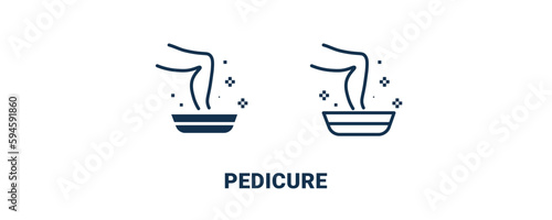 pedicure icon. Outline and filled pedicure icon from beauty and elegance collection. Line and glyph vector isolated on white background. Editable pedicure symbol.