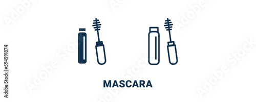 mascara icon. Outline and filled mascara icon from beauty and elegance collection. Line and glyph vector isolated on white background. Editable mascara symbol.