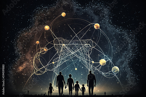 Obraz na płótnie Constellation familiale, schéma familiale, IA générative, Générative, IA w salonie