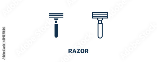 razor icon. Outline and filled razor icon from beauty and elegance collection. Line and glyph vector isolated on white background. Editable razor symbol.