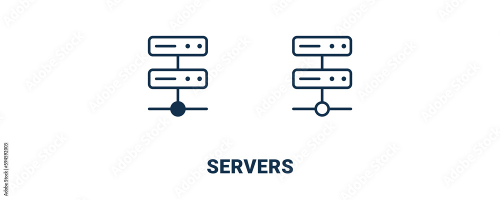 servers icon. Outline and filled servers icon from ai and future technology collection. Line and glyph vector isolated on white background. Editable servers symbol. servers icon. Outline and filled servers icon from ai and future technology collection. Line and glyph vector isolated on white background. Editable servers symbol.
