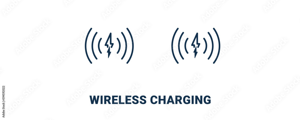 wireless charging icon. Outline and filled wireless charging icon from ai and future technology collection. Line and glyph vector isolated on white background. Editable wireless charging symbol. wireless charging icon. Outline and filled wireless charging icon from ai and future technology collection. Line and glyph vector isolated on white background. Editable wireless charging symbol.
