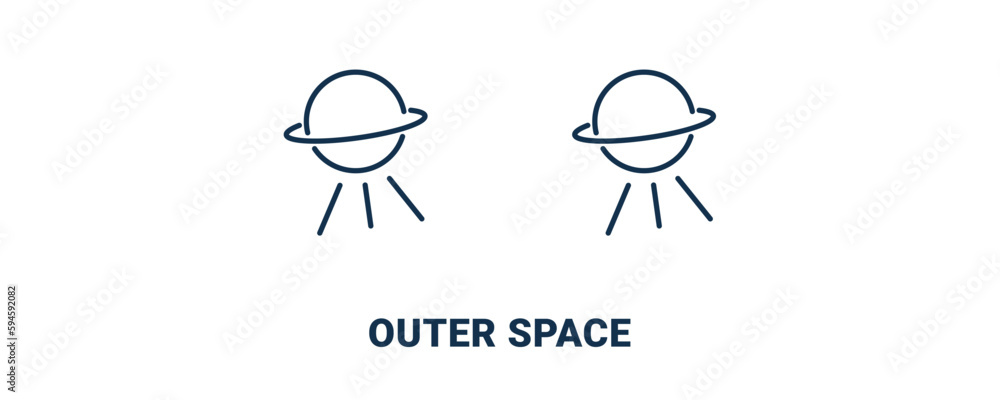 outer space icon. Outline and filled outer space icon from ai and future technology collection. Line and glyph vector isolated on white background. Editable outer space symbol.