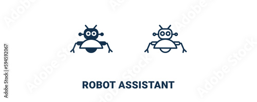 robot assistant icon. Outline and filled robot assistant icon from ai and future technology collection. Line and glyph vector isolated on white background. Editable robot assistant symbol.