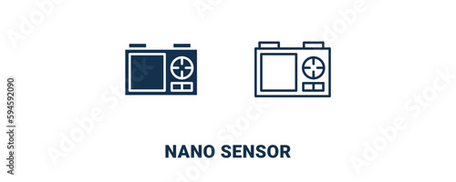 nano sensor icon. Outline and filled nano sensor icon from ai and future technology collection. Line and glyph vector isolated on white background. Editable nano sensor symbol.