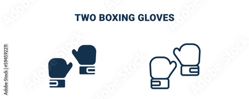 two boxing gloves icon. Outline and filled two boxing gloves icon from sport and games collection. Line and glyph vector isolated on white background. Editable two boxing gloves symbol.
