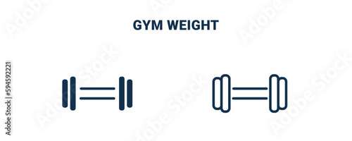 gym weight icon. Outline and filled gym weight icon from sport and games collection. Line and glyph vector isolated on white background. Editable gym weight symbol.