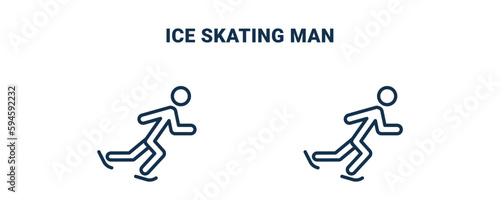 ice skating man icon. Outline and filled ice skating man icon from sport and games collection. Line and glyph vector isolated on white background. Editable ice skating man symbol.
