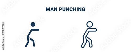 man punching icon. Outline and filled man punching icon from sport and games collection. Line and glyph vector isolated on white background. Editable man punching symbol.