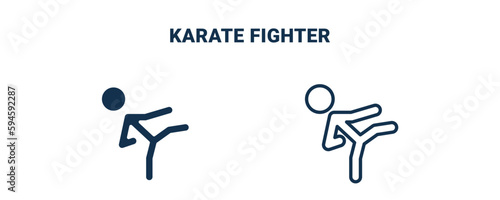 karate fighter icon. Outline and filled karate fighter icon from sport and games collection. Line and glyph vector isolated on white background. Editable karate fighter symbol.