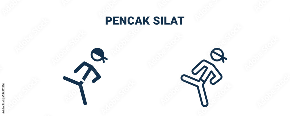 pencak silat icon. Outline and filled pencak silat icon from sport and games collection. Line and glyph vector isolated on white background. Editable pencak silat symbol. pencak silat icon. Outline and filled pencak silat icon from sport and games collection. Line and glyph vector isolated on white background. Editable pencak silat symbol.