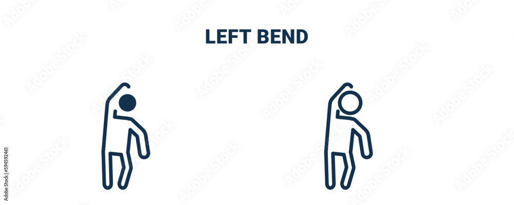 left bend icon. Outline and filled left bend icon from sport and games collection. Line and glyph vector isolated on white background. Editable left bend symbol.