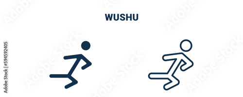 wushu icon. Outline and filled wushu icon from sport and games collection. Line and glyph vector isolated on white background. Editable wushu symbol.