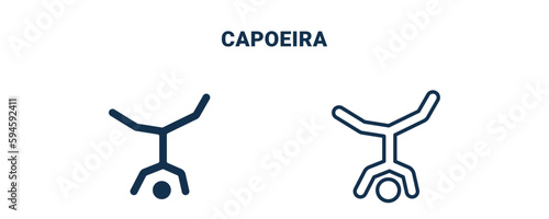 capoeira icon. Outline and filled capoeira icon from sport and games collection. Line and glyph vector isolated on white background. Editable capoeira symbol.