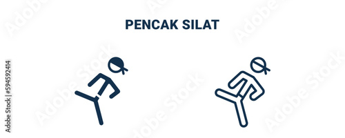 pencak silat icon. Outline and filled pencak silat icon from sport and games collection. Line and glyph vector isolated on white background. Editable pencak silat symbol.