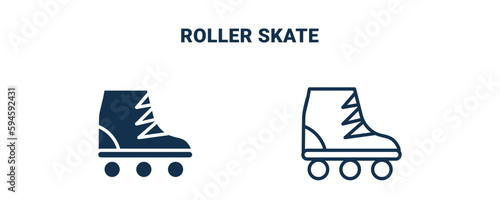 roller skate icon. Outline and filled roller skate icon from sport and games collection. Line and glyph vector isolated on white background. Editable roller skate symbol.