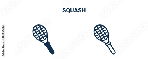 squash icon. Outline and filled squash icon from sport and games collection. Line and glyph vector isolated on white background. Editable squash symbol.