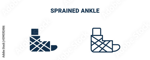 sprained ankle icon. Outline and filled sprained ankle icon from sport and games collection. Line and glyph vector isolated on white background. Editable sprained ankle symbol.