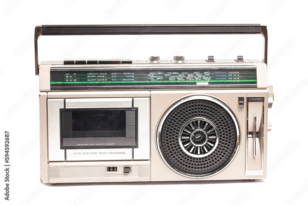 Retro ghetto radio boom box cassette recorder from 80s.. Retro ghetto radio boom box cassette recorder from 80s..