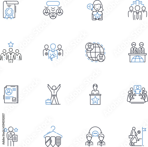 Handling line icons collection. Management, Control, Oversight, Supervision, Care, Regulation, Handling vector and linear illustration. Administration,Operation,Maintenance outline signs set