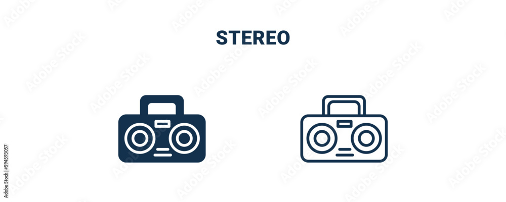 stereo icon. Outline and filled stereo icon from electronic device and stuff collection. Line and glyph vector isolated on white background. Editable stereo symbol.