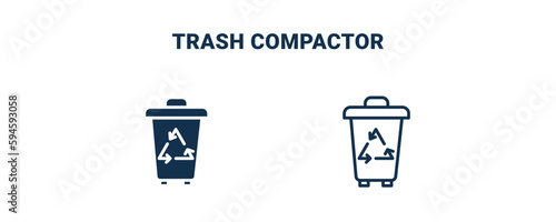 trash compactor icon. Outline and filled trash compactor icon from electronic device and stuff collection. Line and glyph vector isolated on white background. Editable trash compactor symbol.