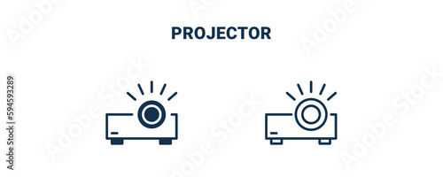 projector icon. Outline and filled projector icon from electronic device and stuff collection. Line and glyph vector isolated on white background. Editable projector symbol.