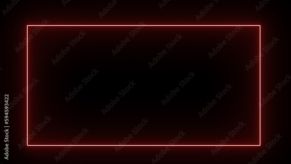 Red Neon rectangular frame with shining effects Red Neon rectangular frame with shining effects