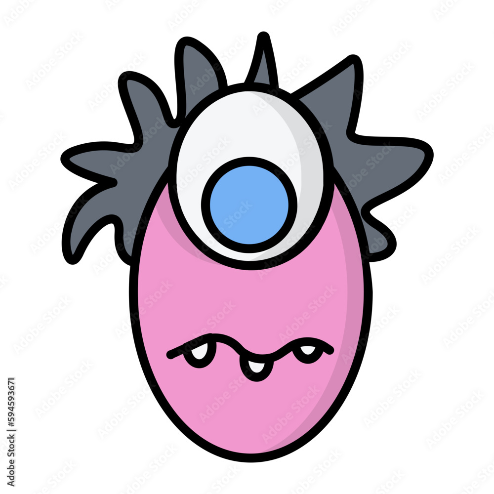 Spooky Monster Line Color Halloween Icon Spooky Monster Line Color Halloween Icon