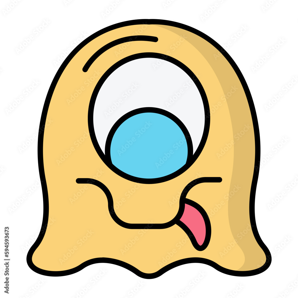 Fototapeta premium Spooky Monster Line Color Halloween Icon