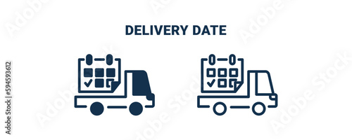 delivery date icon. Outline and filled delivery date icon from delivery and logistics collection. Line and glyph vector isolated on white background. Editable delivery date symbol.
