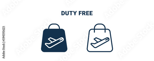 duty free icon. Outline and filled duty free icon from delivery and logistics collection. Line and glyph vector isolated on white background. Editable duty free symbol.