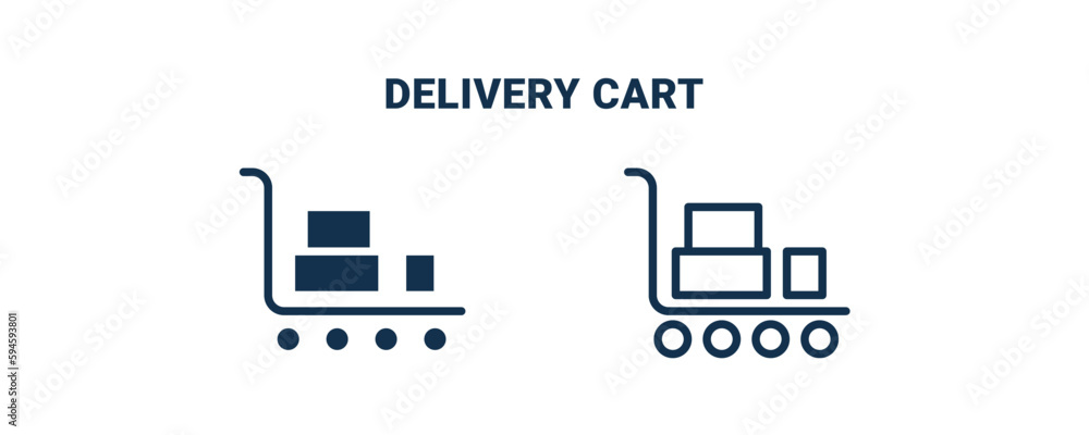 delivery cart icon. Outline and filled delivery cart icon from delivery and logistics collection. Line and glyph vector isolated on white background. Editable delivery cart symbol. delivery cart icon. Outline and filled delivery cart icon from delivery and logistics collection. Line and glyph vector isolated on white background. Editable delivery cart symbol.