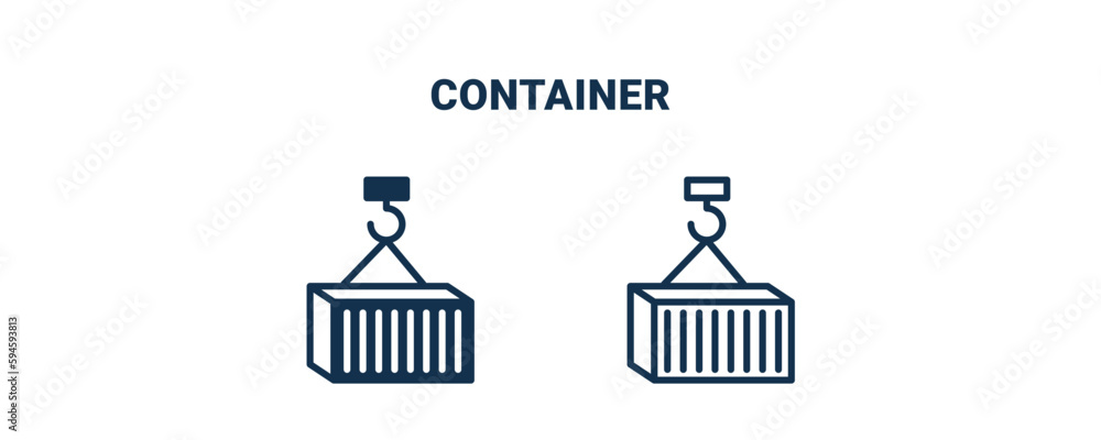 container icon. Outline and filled container icon from delivery and logistics collection. Line and glyph vector isolated on white background. Editable container symbol.