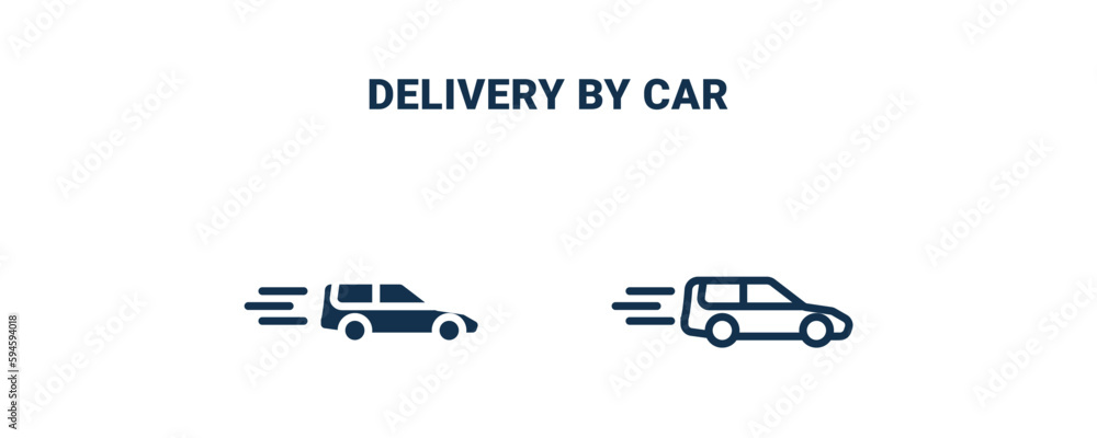 delivery by car icon. Outline and filled delivery by car icon from delivery and logistics collection. Line and glyph vector isolated on white background. Editable delivery by car symbol. delivery by car icon. Outline and filled delivery by car icon from delivery and logistics collection. Line and glyph vector isolated on white background. Editable delivery by car symbol.