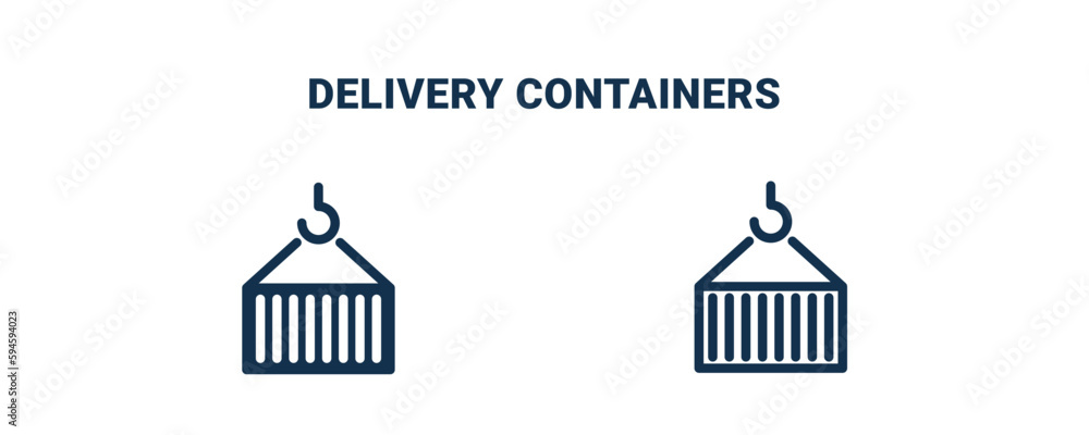 delivery containers icon. Outline and filled delivery containers icon from delivery and logistics collection. Line and glyph vector isolated on white background. Editable delivery containers symbol.