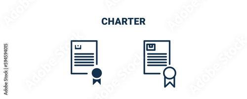 charter icon. Outline and filled charter icon from delivery and logistics collection. Line and glyph vector isolated on white background. Editable charter symbol.