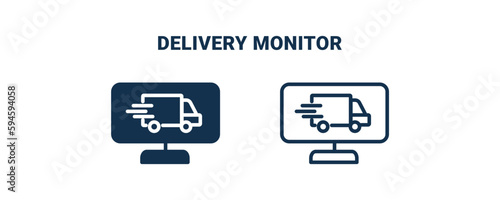 delivery monitor icon. Outline and filled delivery monitor icon from delivery and logistics collection. Line and glyph vector isolated on white background. Editable delivery monitor symbol.