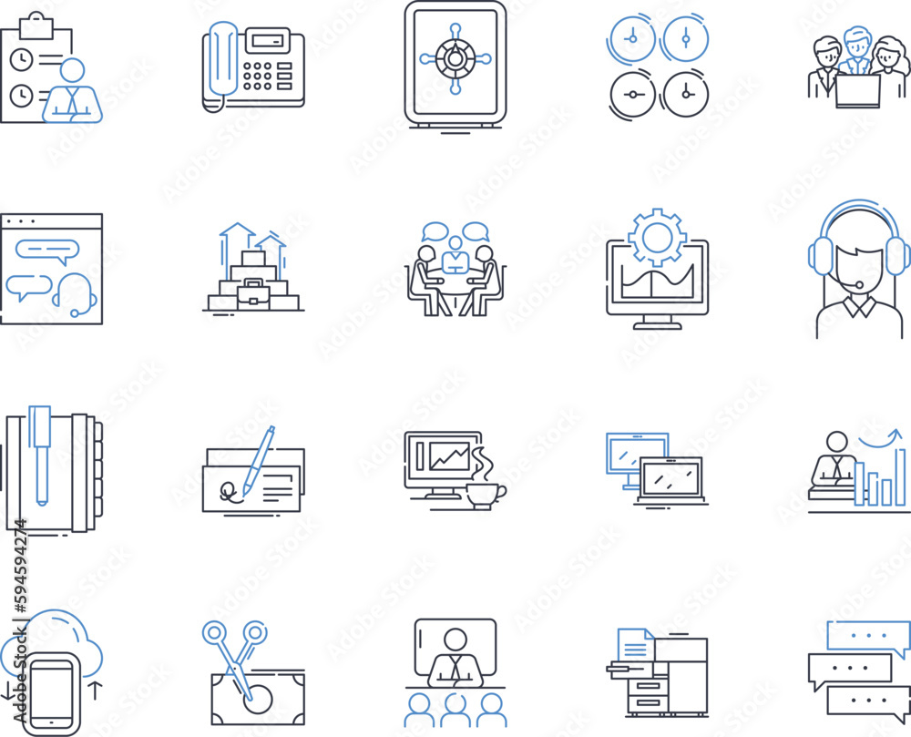Association leadership line icons collection. Visionary, Strategic, Charismatic, Innovative, Collaborative, Decisive, Inspirational vector and linear illustration. Empathetic,Diplomatic,Trusrthy
