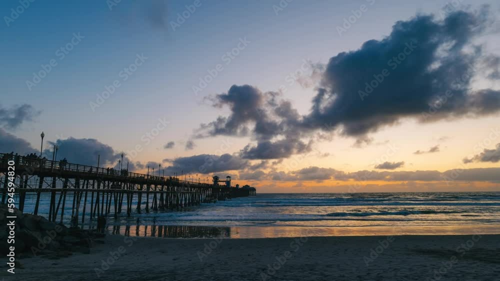 Timelapse of Tourists at the Oceanside Pier and Beach at Sunset Timelapse of Tourists at the Oceanside Pier and Beach at Sunset