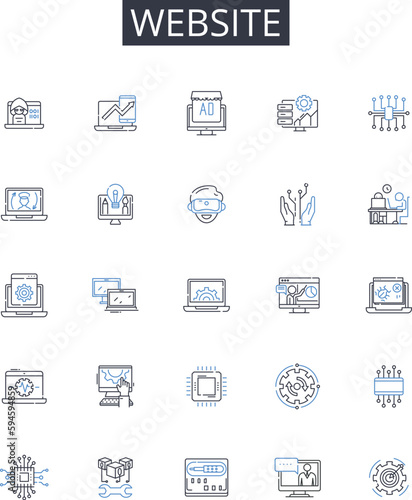 Website line icons collection. Home Page, Online Portal, Internet Location, Web Space, Digital Platform, Cyberspace Connection, Virtual Domain vector and linear illustration. Cyber Site,Net Location