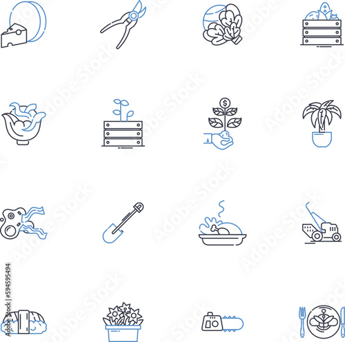 Animal husbandry line icons collection. Livestock, Flock, Breeding, Grazing, Poultry, Dairy, Cattle vector and linear illustration. Sheep,Swine,Hatchery outline signs set
