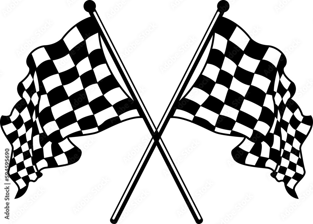 Two Crossed Checkered Flag Nascar Racing Flag Sports Finish Line Flag